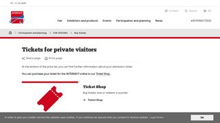 Tickets private visitors | INTERMOT