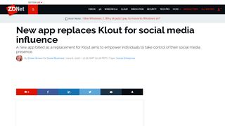 New app replaces Klout for social media influence | ZDNet