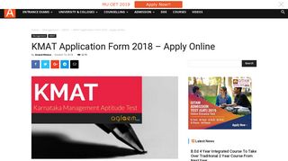 KMAT Application Form 2018 - Apply Online | AglaSem Admission
