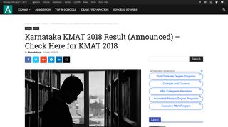 Karnataka KMAT 2018 Result (Announced) - Check Here for KMAT 2018