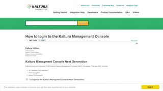 How to login to the Kaltura Management Console | Knowledge Center