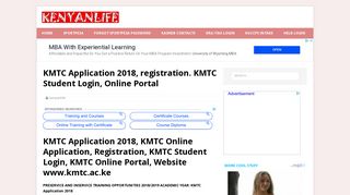 KMTC Application 2018 Online KMTC Student Login Portal, www.kmtc ...
