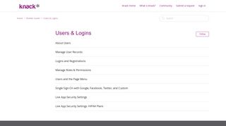 Users & Logins – Knack