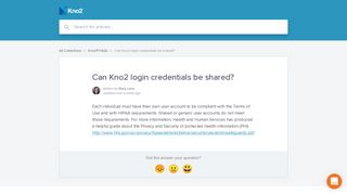 Can Kno2 login credentials be shared? | Kno2® Knowledge Base
