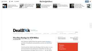 Wow Buys Knology for $750 Million - The New York Times
