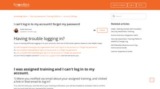 I can't log in to my account/I forgot my password - KnowBe4