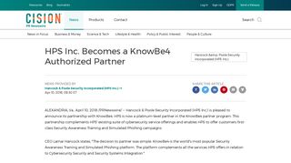 HPS Inc. Becomes a KnowBe4 Authorized Partner - PR Newswire