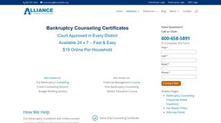 Bankruptcy Counseling Certificates - Alliance Credit Counseling
