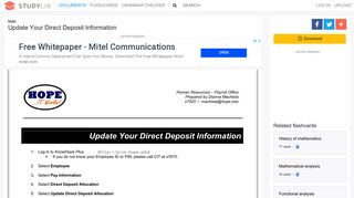 Update Your Direct Deposit Information - studylib.net