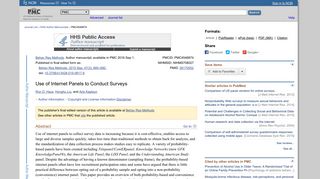 Use of Internet Panels to Conduct Surveys - NCBI - NIH
