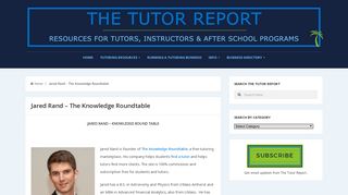 Jared Rand - The Knowledge Roundtable - The Tutor Report