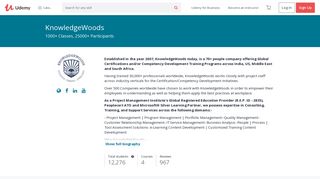 KnowledgeWoods | 1000+ Classes, 25000+ Participants | Udemy