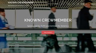 KNOWN CREWMEMBER – Sponsored by ALPA and Airlines for ...