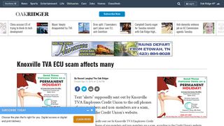 Knoxville TVA ECU scam affects many - Oakridger