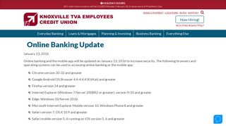 Online Banking Update - Knoxville TVA Employees Credit Union