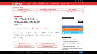 KNUST Student Portal - https://apps.knust.edu.gh/ - Schoolgh.Com