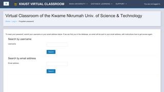Forgotten password - Virtual Classroom of the Kwame Nkrumah Univ ...