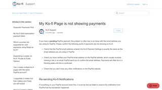My Ko-fi Page is not showing payments – Ko-fi.com Help Portal