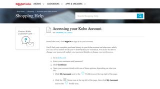 Accessing your Kobo Account - kobo.com/help
