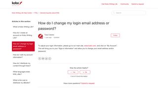 How do I change my login email address or password? – Kobo ...