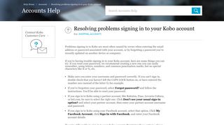 Resolving problems signing in to your Kobo account - kobo.com/help