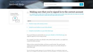 Making sure that you're signed in to the correct account - kobo.com/help