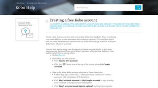 Creating a free Kobo account - kobo.com/help