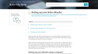 Setting up your Kobo eReader - kobo.com/help