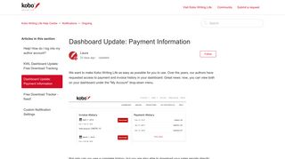 Dashboard Update: Payment Information - Kobo Writing Life Help Centre
