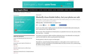 Shutterfly closes Kodak Gallery, but your photos are safe - latimes