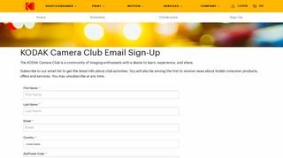 KODAK Camera Club Email Sign-Up | Kodak