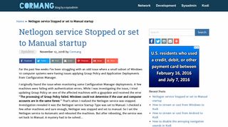 Netlogon service Stopped or set to Manual startup — Cormang.com