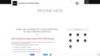 Kodi Solutions IPTV 2018 Starting At 5$ A Month Service - IPHONE MOD