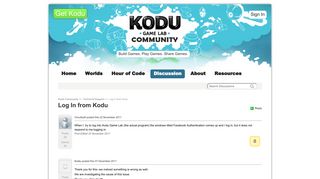 Kodu Forum | Log In from Kodu