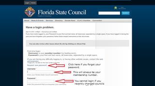Have a login problem. | Florida State Council