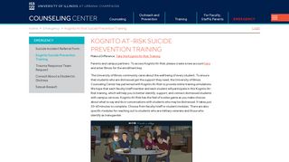 Kognito At-Risk Suicide Prevention Training | Counseling Center