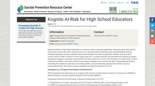 Kognito At-Risk for High School Educators | Suicide Prevention ...