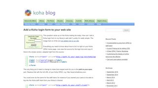 Add a Koha login form to your web site | Koha Blog