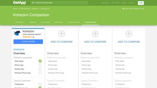 Kohezion Comparison with Similar Apps | GetApp®
