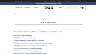 Warranty Information | KOHLER
