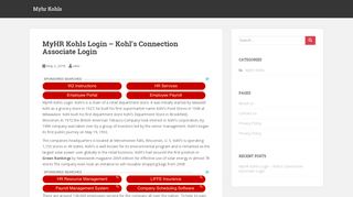 MyHR Kohls Login - Kohl's Connection Associate Login