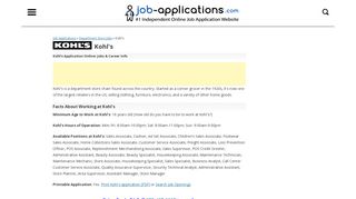 Kohl's Application, Jobs & Careers Online - Job-Applications.com