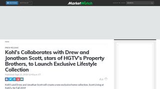 Kohl's Collaborates with Drew and Jonathan Scott, stars of HGTV's ...