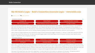 Kohls Connection - Myhr Kohls - myhr.kohls.com