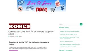 Connect to Kohl's WIFI for an in-store coupon + points | Save U Some