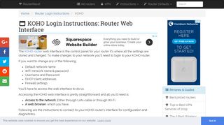 KOHO Login: How to Access the Router Settings | RouterReset