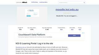 Moodle.koi.edu.au website. KOI E-Learning Portal: Log in to the site.