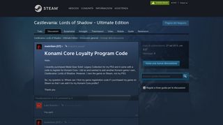 Konami Core Loyalty Program Code :: Castlevania: Lords of ...