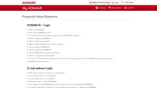 Frequently Asked Questions - KONAMI ID