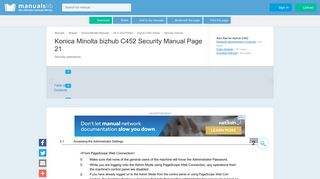 Konica Minolta Bizhub C452 Security Manual (Page 21 of 183)